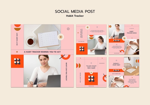 Habit Tracker Social Media Post Collection – Free Download