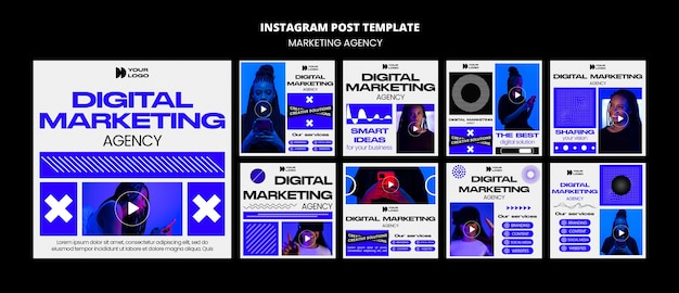 Flat design marketing agency instagram posts