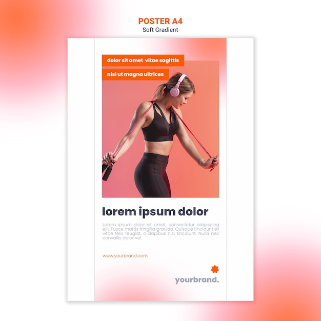 Sideways Sporty Woman Fitness Poster Template – Free Download