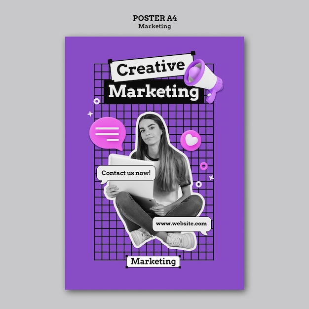 Flat Design Marketing Poster Template