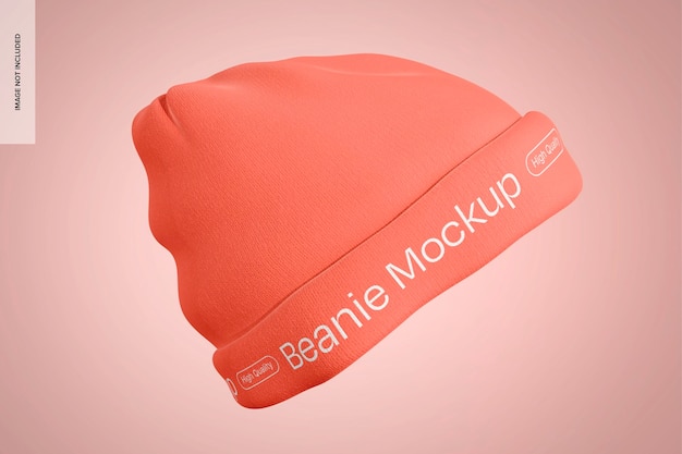 Side View Beanie Mockup with Free Download Option