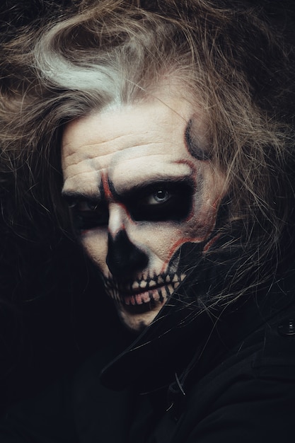 Skull Makeup Portrait of Young Man