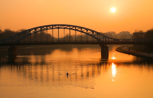 Steel Bridge Over a River