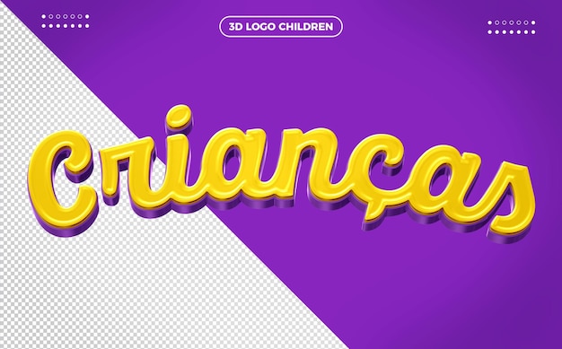 3D Children Logo Isolated on Lilac Background