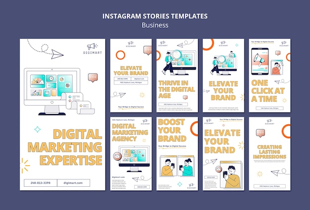 Flat design business strategy instagram stories