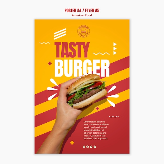 Tasty Cheeseburger American Food Poster Template – Free Download