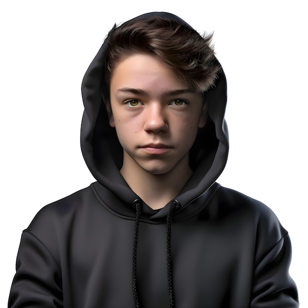 Teenager with Hood 3D Digital Render Isolated on White Background