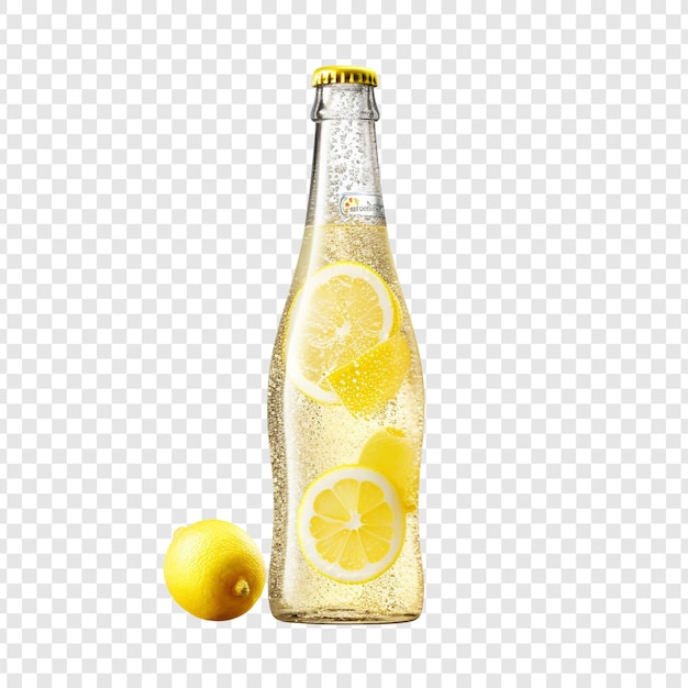 Sparkling lemonade bottle isolated on transparent background