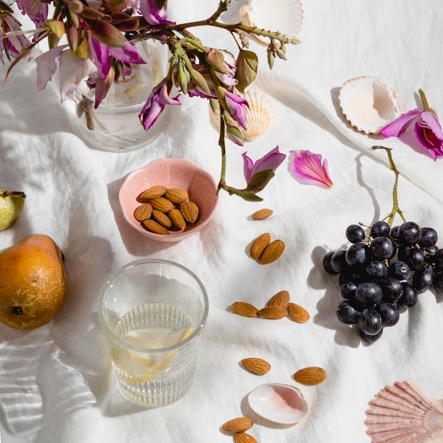 Assortment of picnic goodies on a blanket