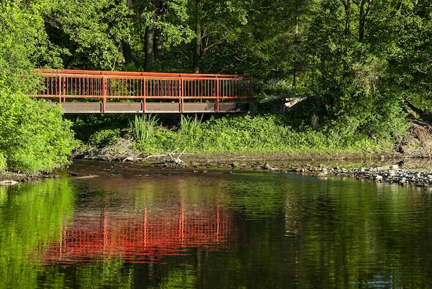 Old Red Bridge Crossing the River – Free Stock Photo for Download