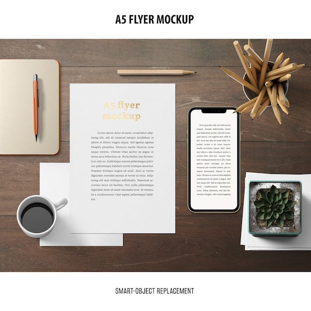 Flyer Mockup in a Desktop – Free Download