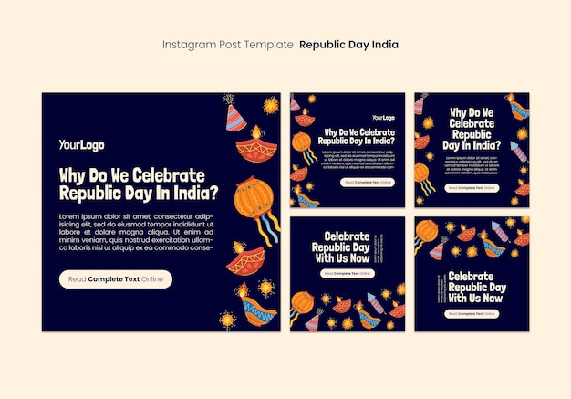 Hand Drawn Republic Day Instagram Posts Free Download