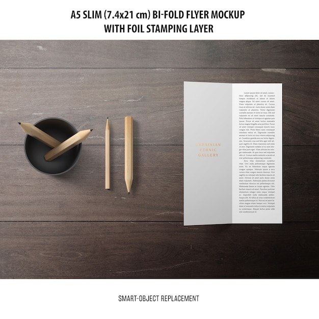 A5 Slim Bi-Fold Flyer Mockup – Free Download