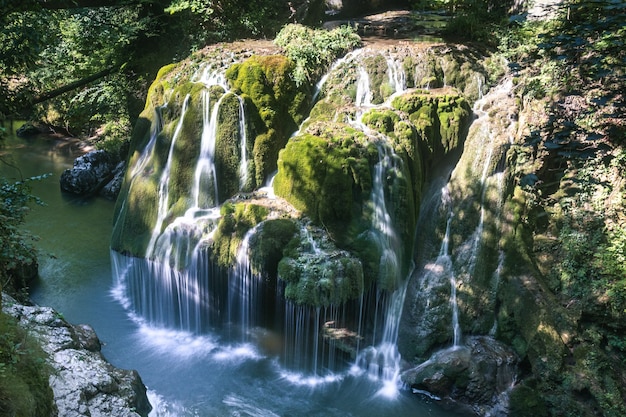 High Angle Shot of Beautiful Water Flowing Down the Cliff – Free Stock Photo Download