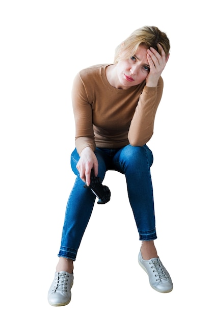 Portrait of woman playing video games