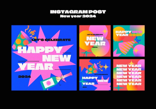 Gradient new year celebration Instagram posts