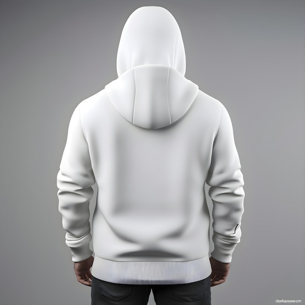 Realistic Detailed 3D Blank White Hoodie Mockup Vector