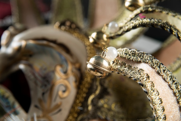 Close-up of a carnival mask’s top