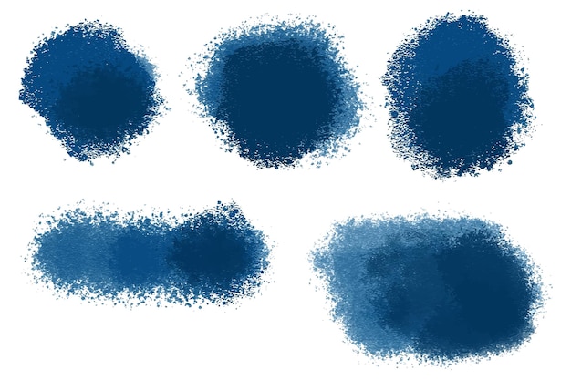 Ink paint blue brush stroke splatter set design