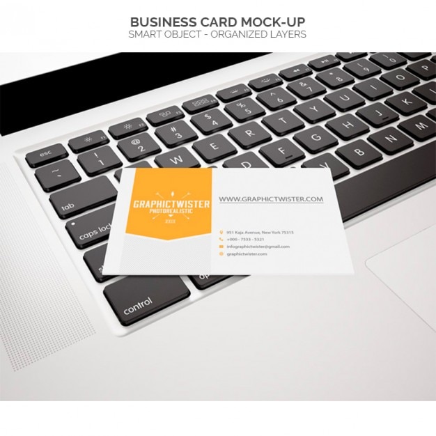 Business Card Mock-Up on Laptop