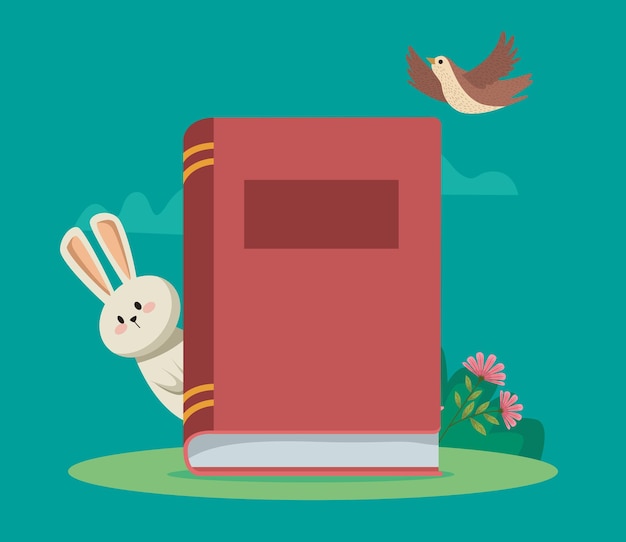 Spring Animals Text Book Vector Templates for Free Download