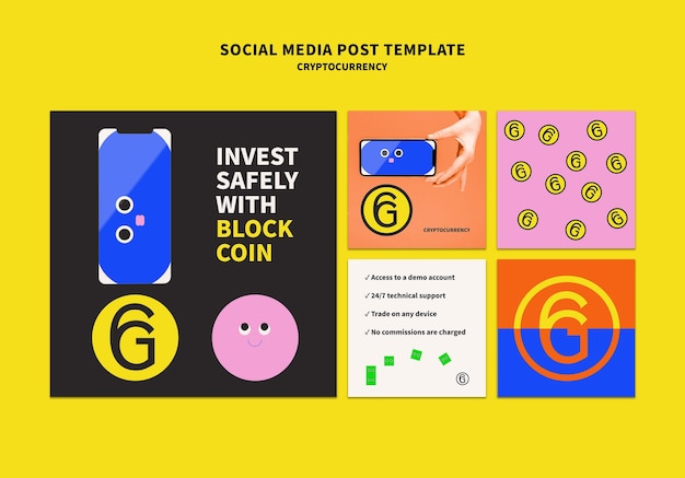 Cryptocurrency Social Media Post Template Design