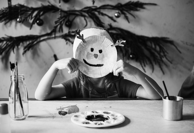 Little Girl in Reindeer Mask