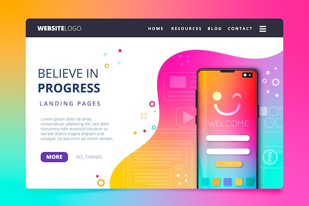 Colorful Landing Page with Smartphone – Free Stock Photo