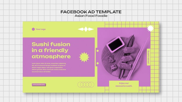 Asian Food Template with Flat Design – Free Download