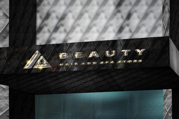 Luxury Beauty Store Facade Logo Effect Mockup for Free Download