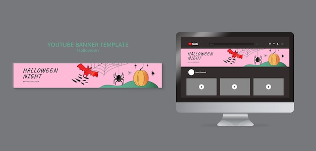 Halloween YouTube Banner Template with Shiny Texture