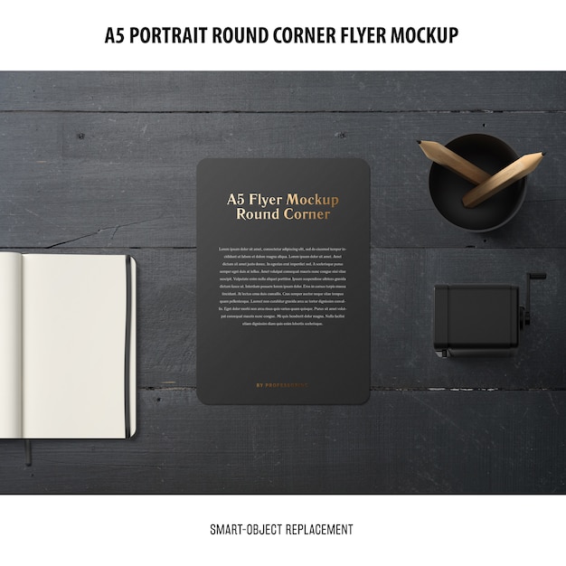 A5 Round Corner Flyer Mockup Free Download