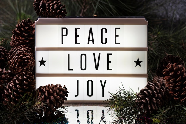 Front view joy love peace christmas lettering Free Stock Photos – Download for Free