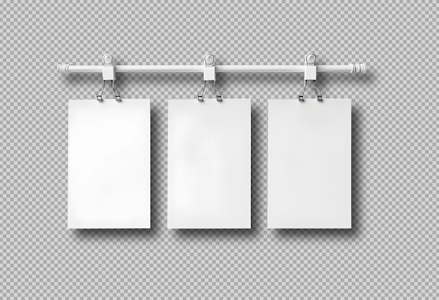 Hanging blank white poster in a row free download