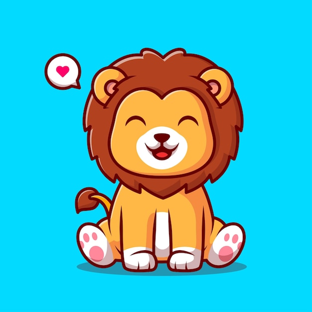 Cute Lion Sitting Cartoon Vector Icon Illustration