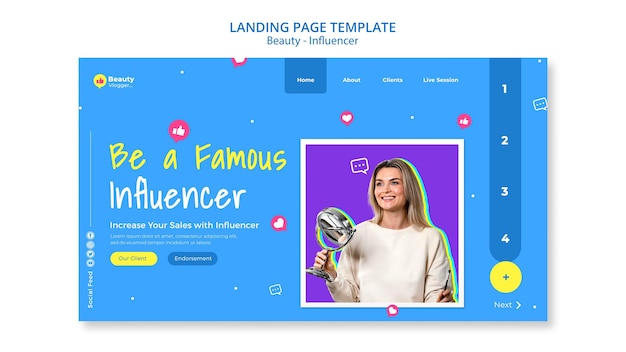 Famous influencer landing page template free download