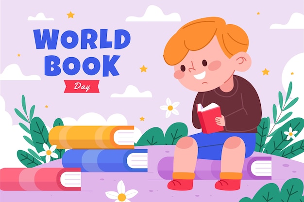 Flat world book day background