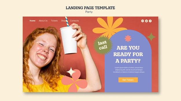 Colorful Party Landing Page Template Design