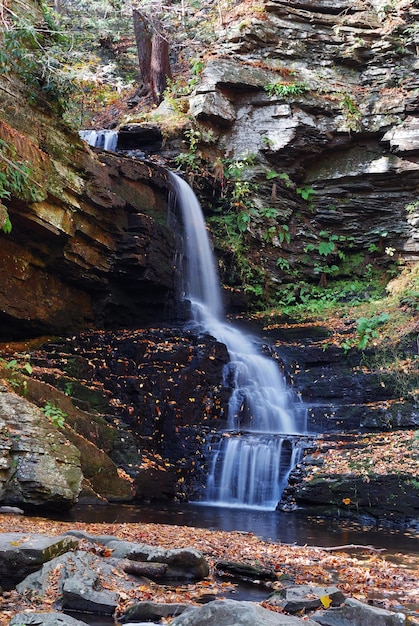 Autumn Waterfall in Mountain