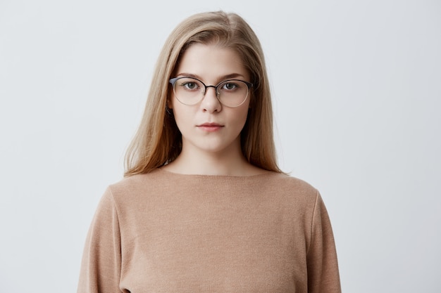 Blonde Young Female Wearing Stylish Eyeglasses