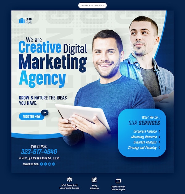 Digital Marketing Agency and Corporate Social Media Banner or Instagram Post Template