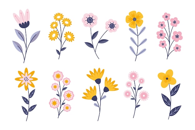 Flat spring flower collection