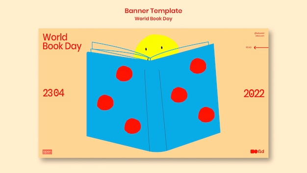 Flat Design World Book Day Banner Template