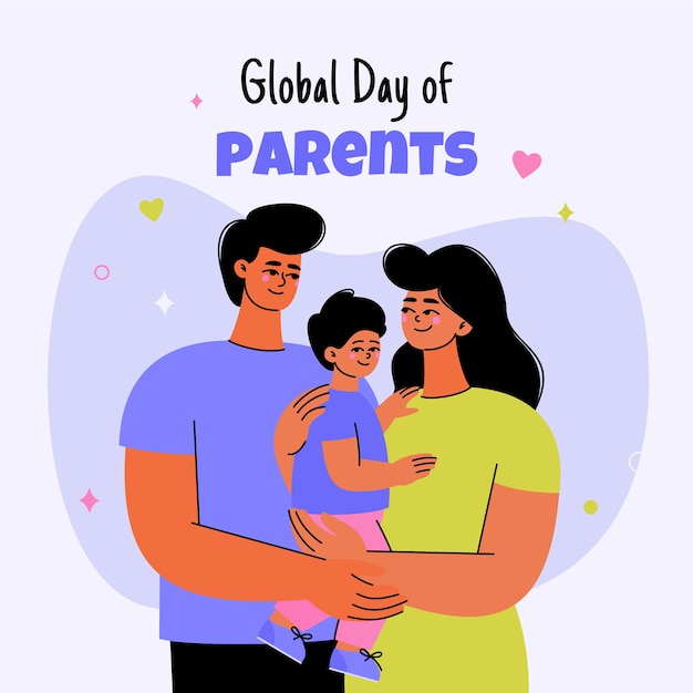 Flat Global Day of Parents Illustration – Free Download