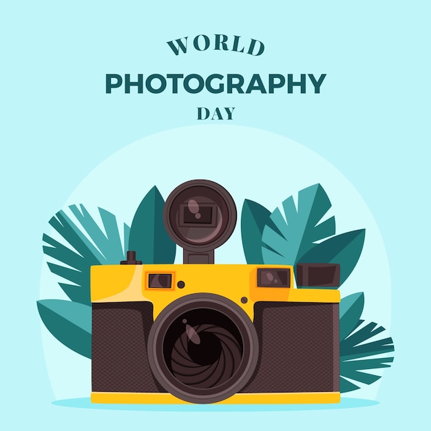 Flat World Photography Day Background