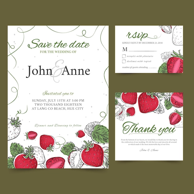 Strawberry Fruit Wedding Cards