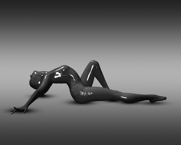 3D Glossy Black Female Figure on a Gradient Background – Free Stock Photo Download