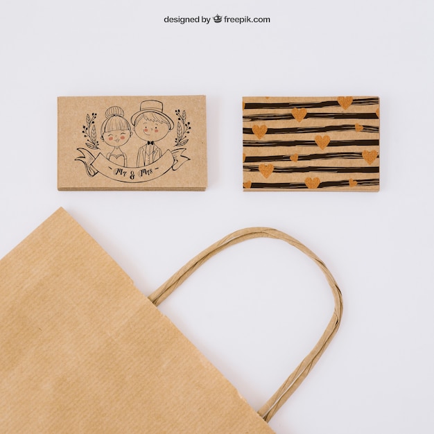 Cardboard Business Cards and Bag Templates