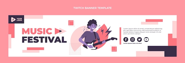 Flat Design Music Festival Twitch Banner – Free Download