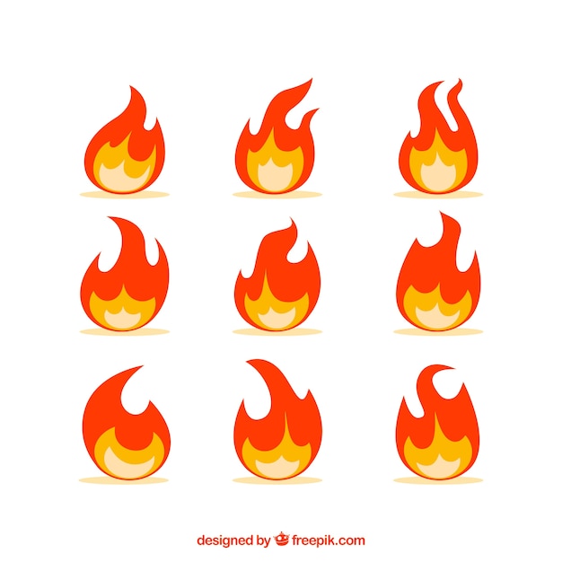 Great Pack of Nine Flat Flames – Free Stock Photo Download